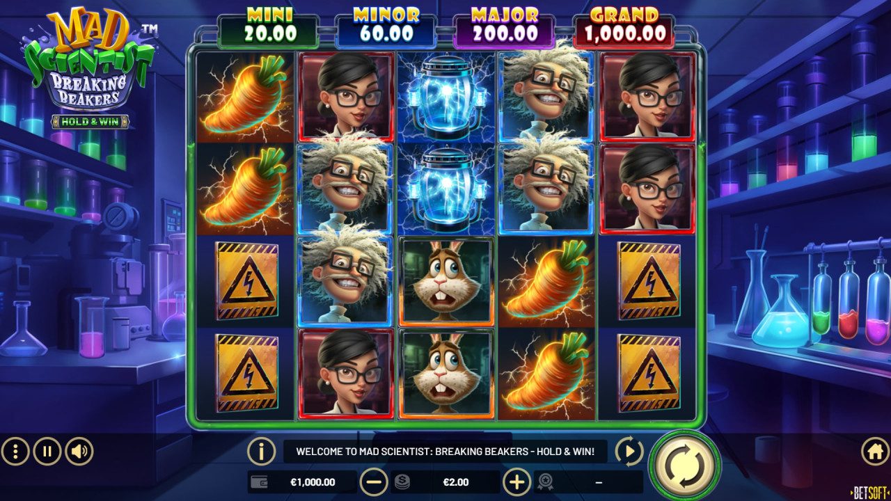 BetSoft Mad Scientist Breaking Beakers Screenshot